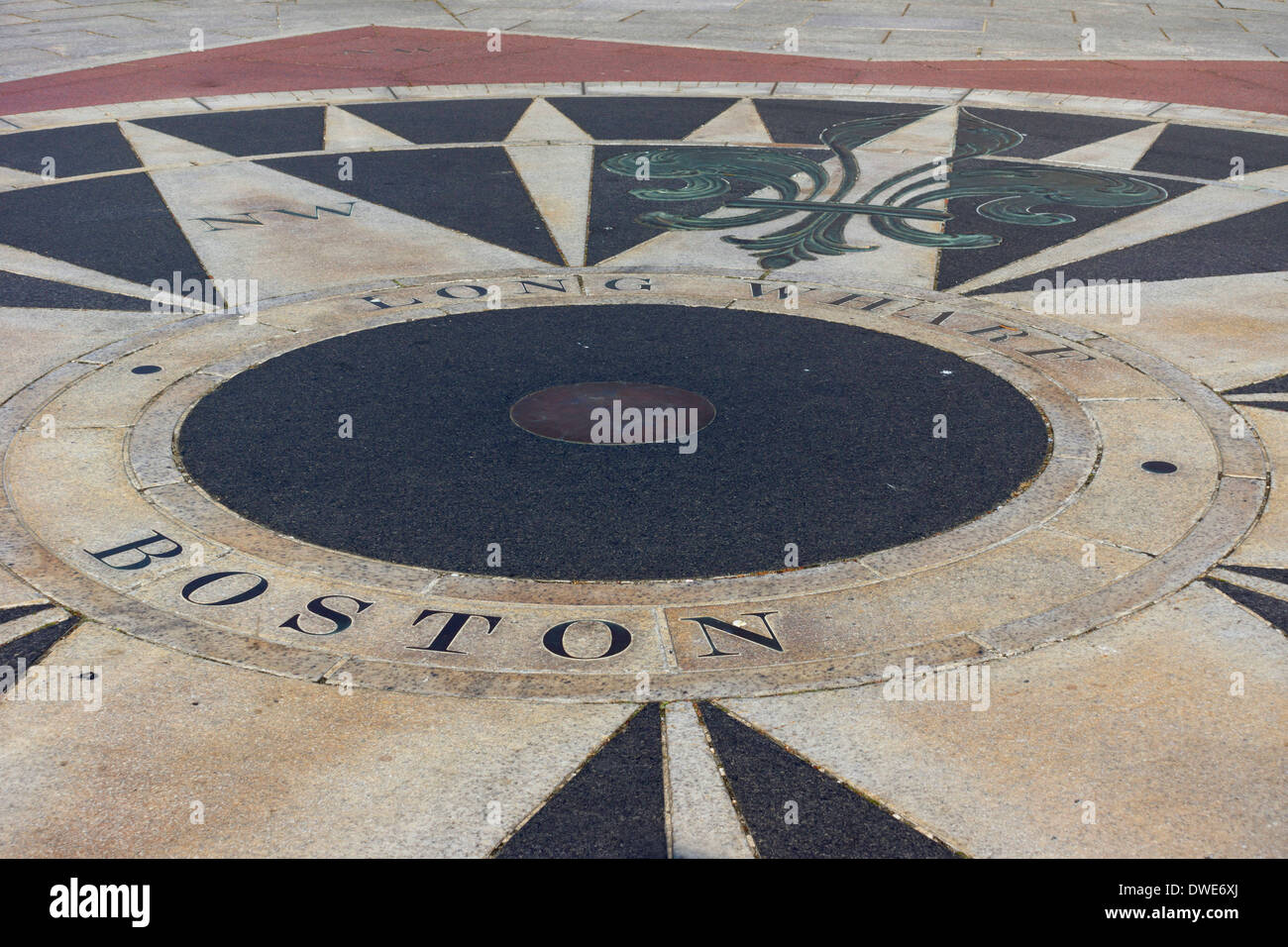 Compass embedded in the sidewalk , Long Wharf, Boston, USA Stock Photo Alamy