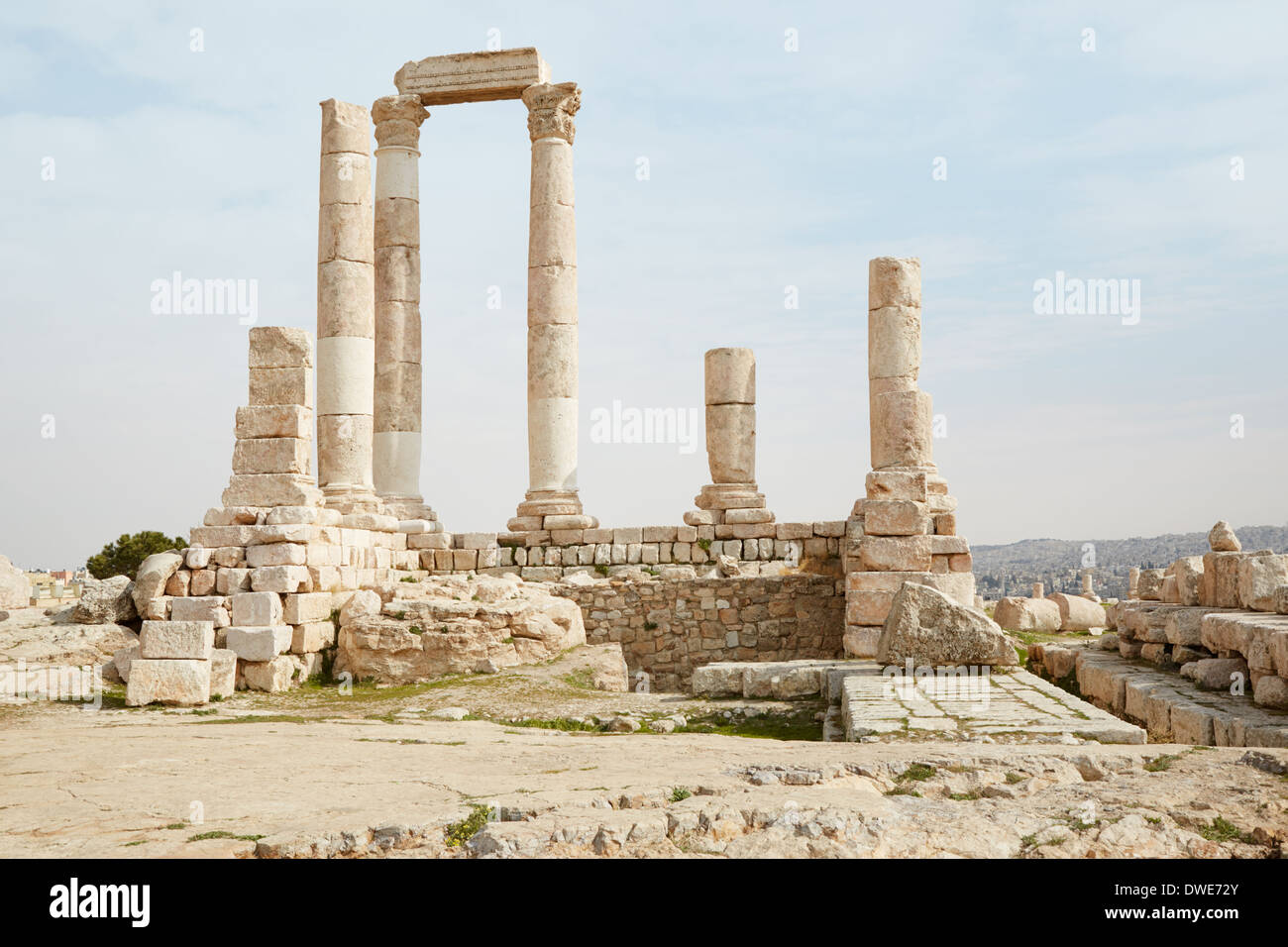 Temple of Hercules on the Amman citadel, Jordan Stock Photo