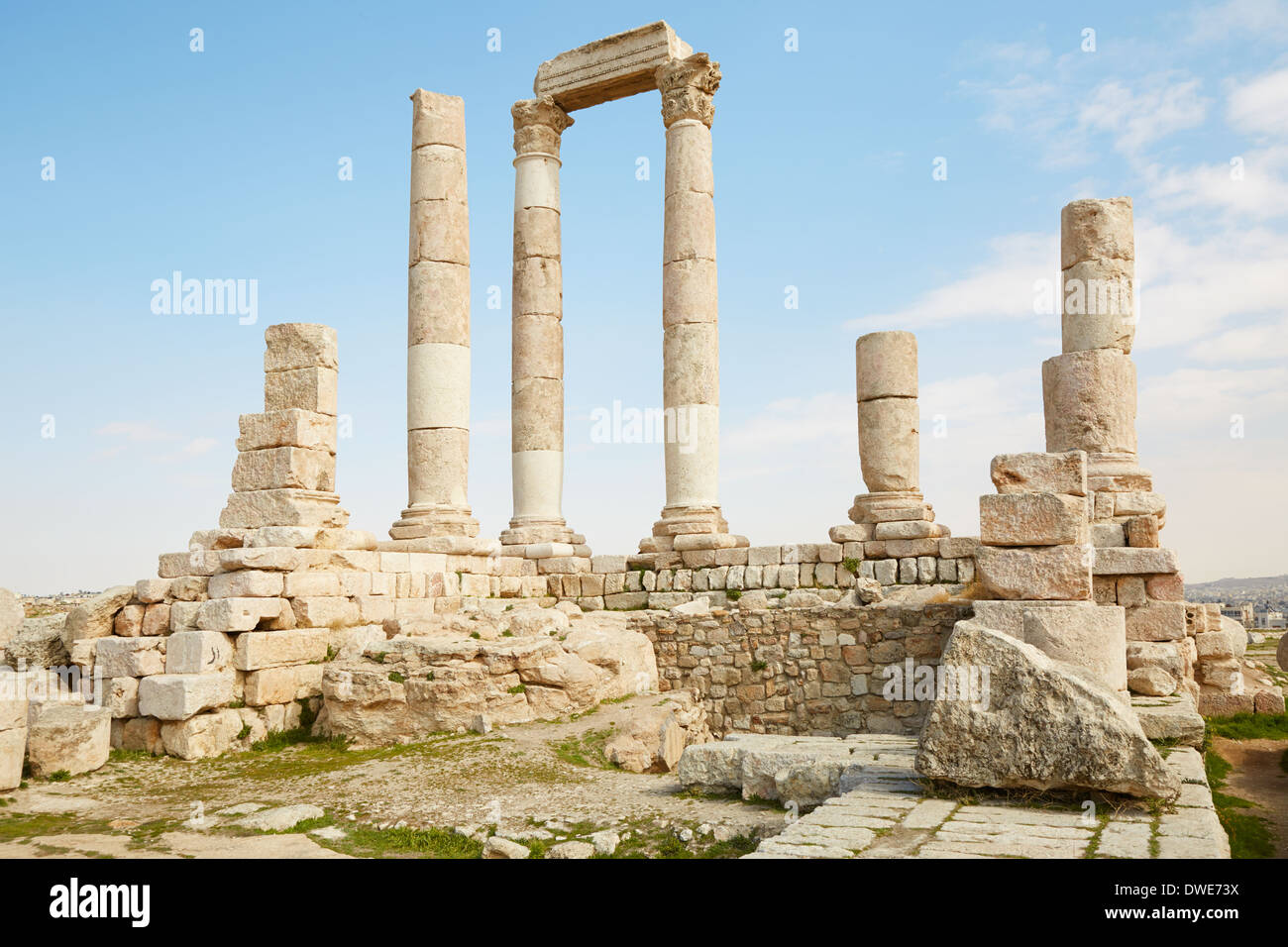 Temple of Hercules on the Amman citadel, Jordan Stock Photo