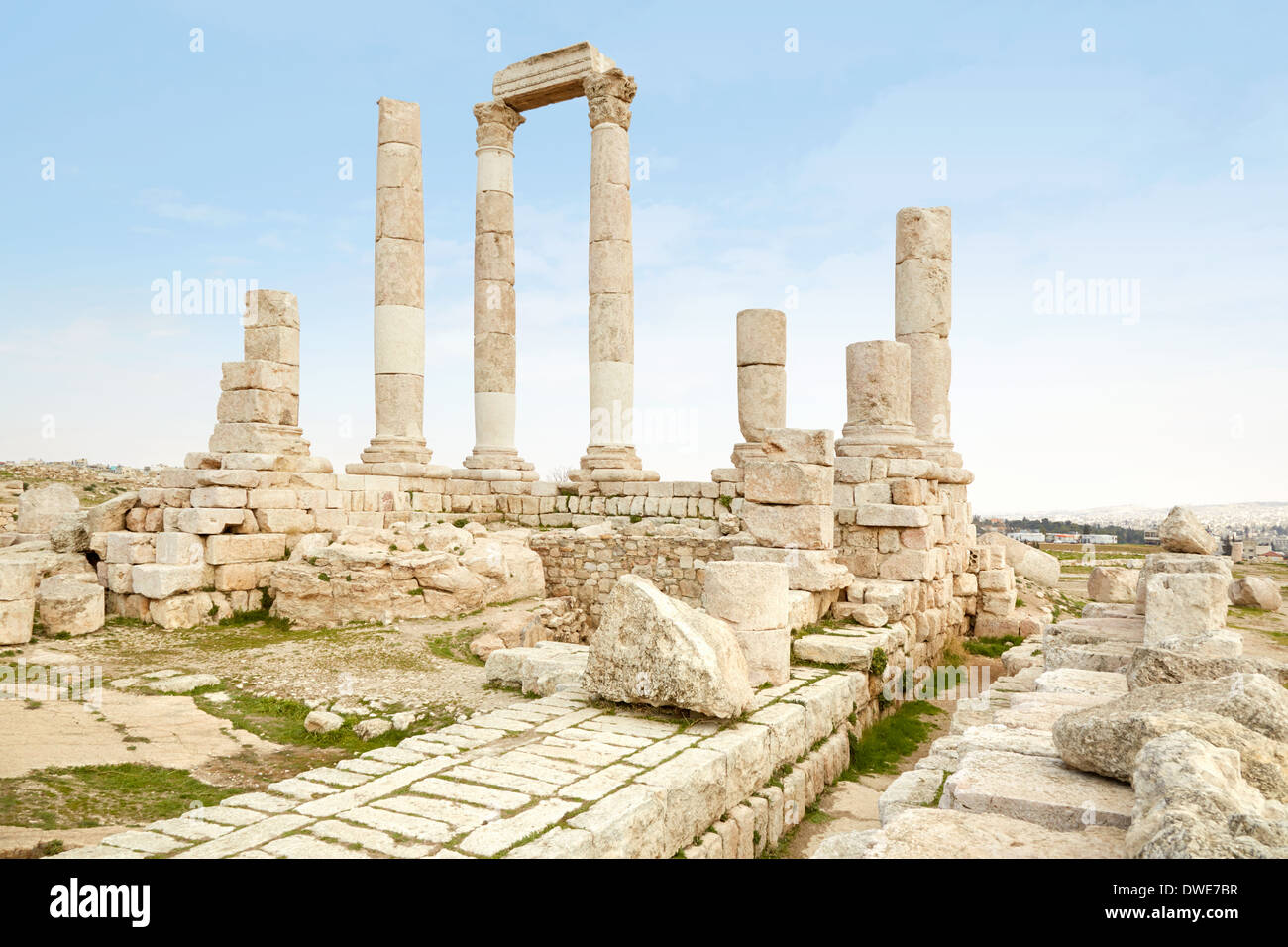 Temple of Hercules on the Amman citadel, Jordan Stock Photo
