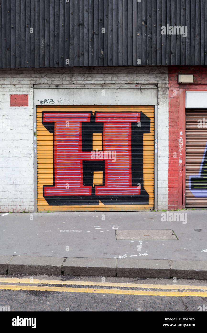 Ben Eine letter H in Shoreditch, London. Stock Photo