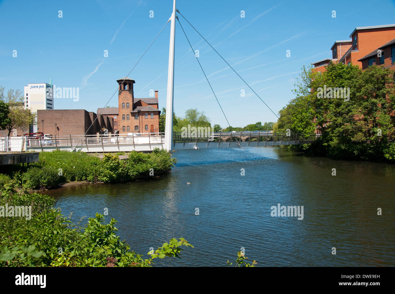 Apartment Buildings and the Silk Mill by the River Derwent in Derby