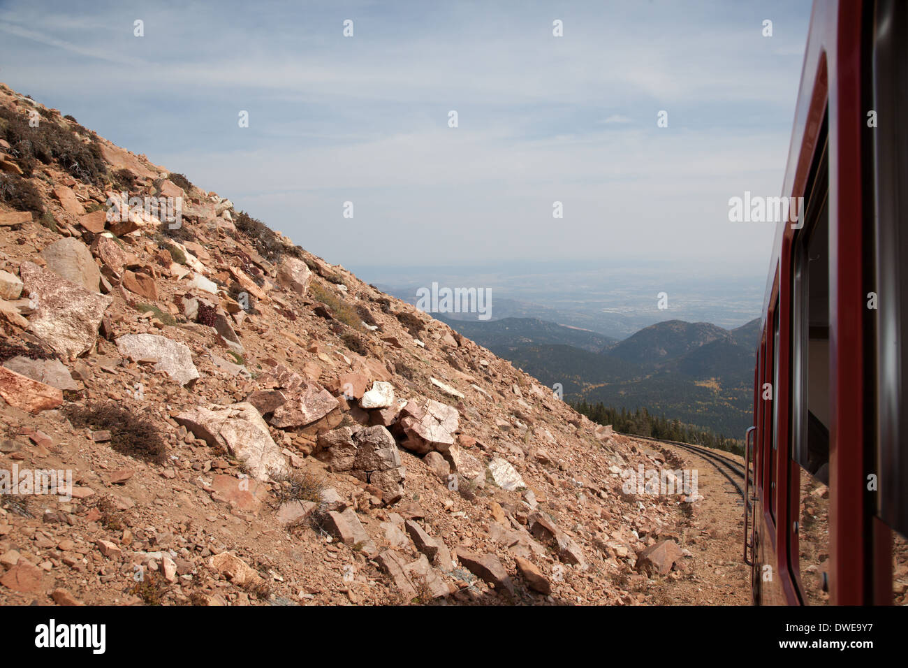 Cog Railway on Pikes Peak in Colorado Springs, CO, USA Stock Photo