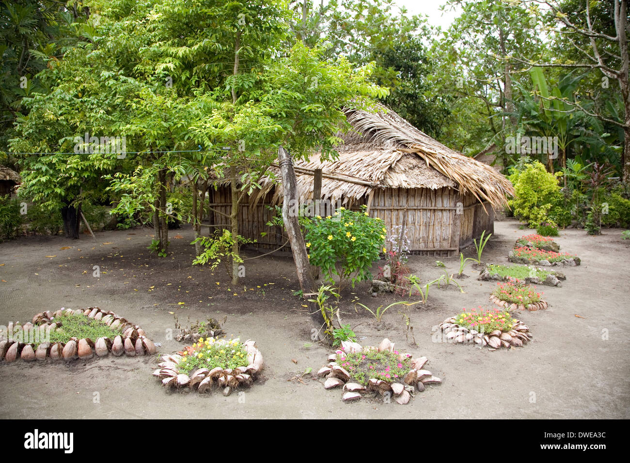 Traditional housing on Santa Ana Island, Solomon Islands, South Pacific Stock Photo