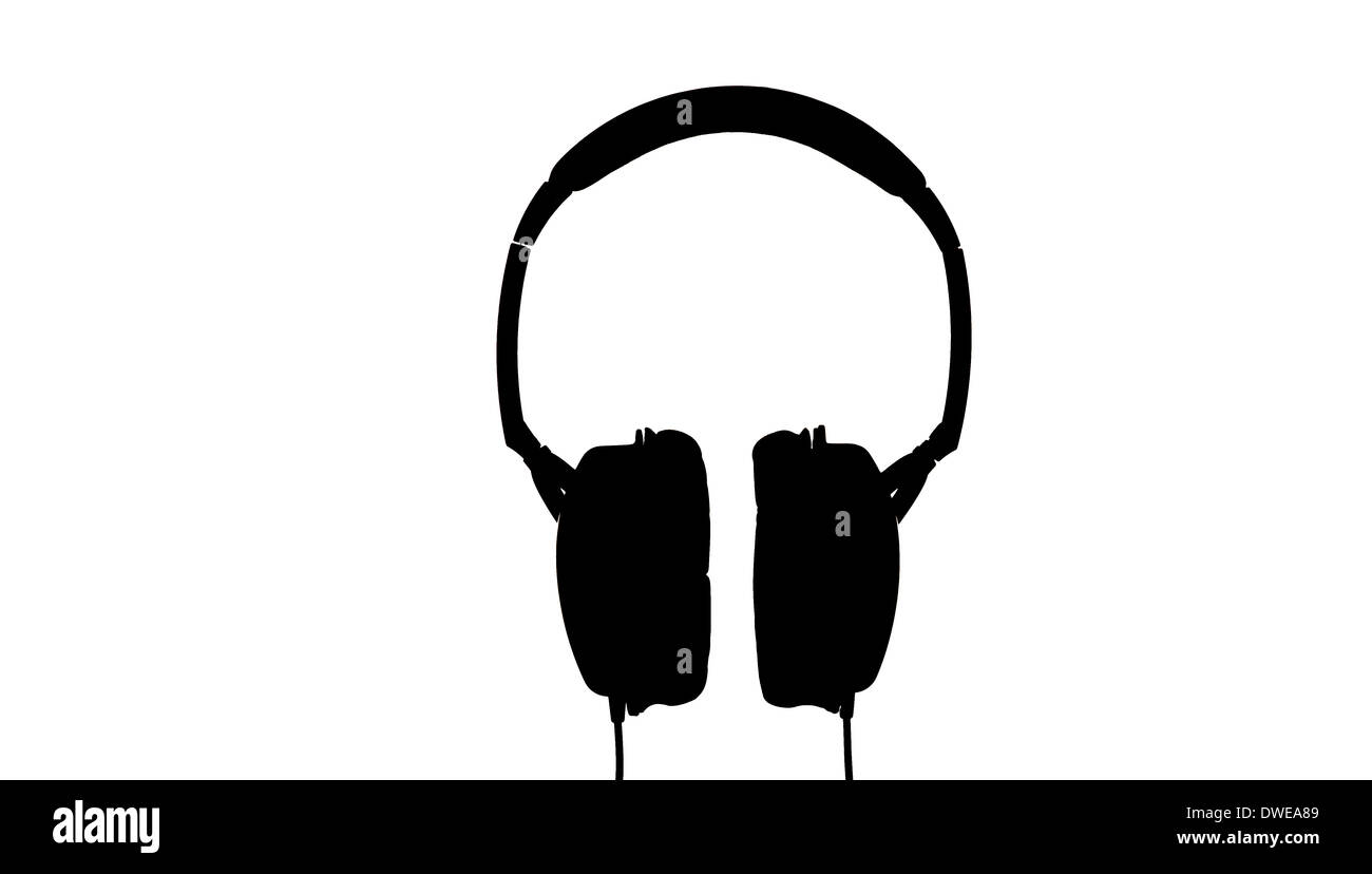 Silhouette of a pair of headphones. Stock Photo