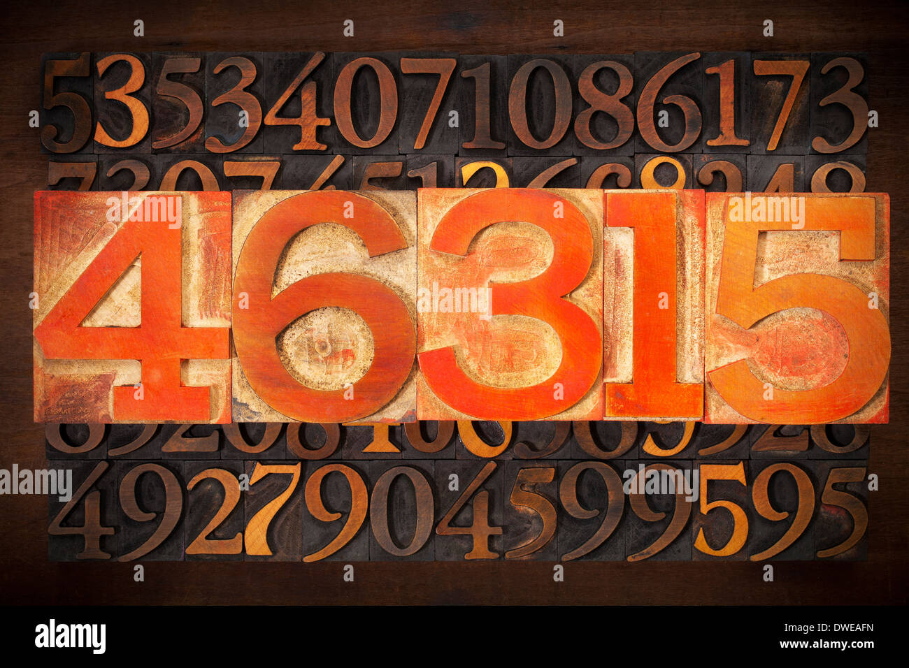 numerical abstract background - numbers in vintage letterpress wood type Stock Photo