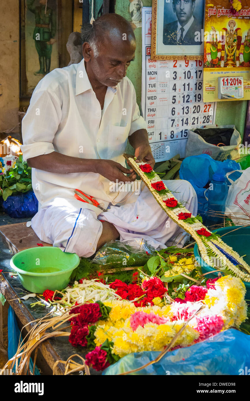 India Tamil Nadu Pondicherry Puducherry street scene market vendor man