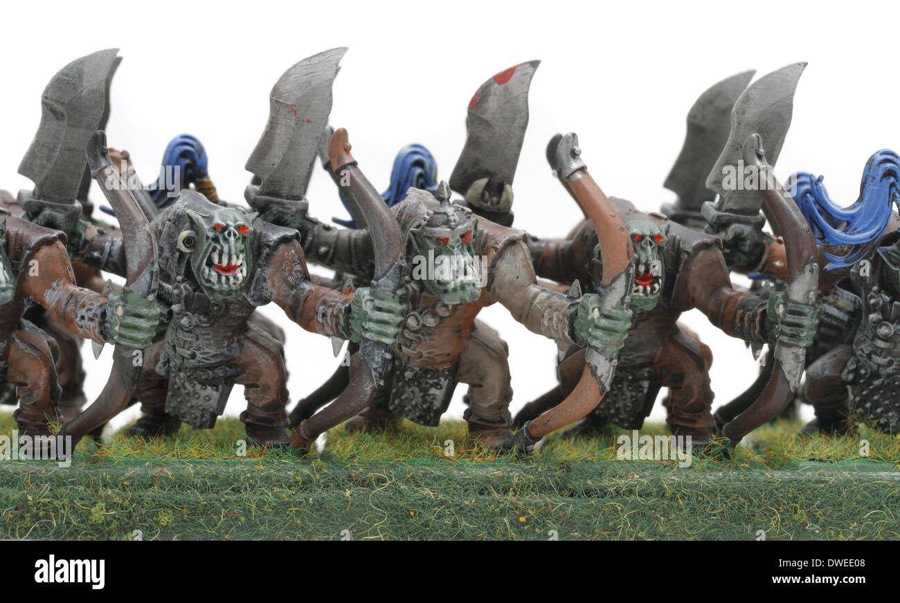 Ten Orc Arrer Boyz . Core unit worth 7 points each.  Painted by photographer Stock Photo