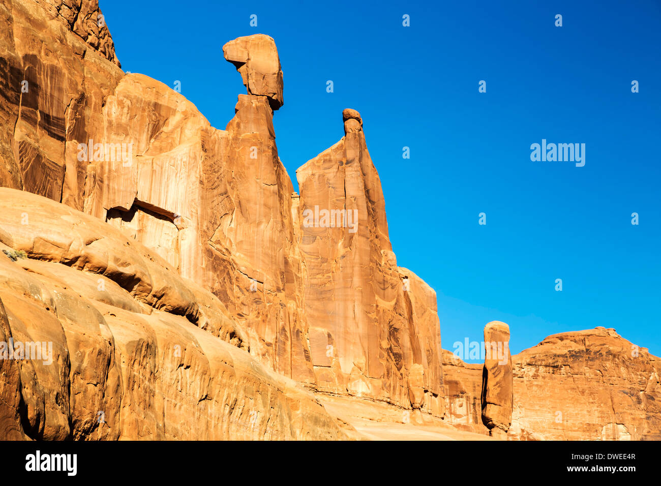 Queen Nefertiti Rock, Park Avenue, Arches National Park, Moab, Utah USA Stock Photo
