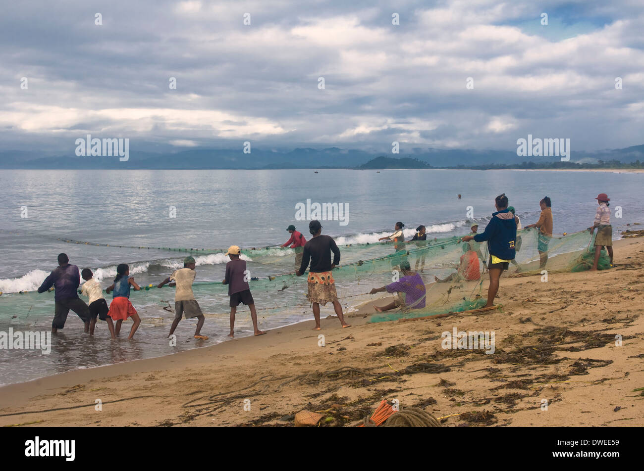 Fishermen, Maroantsetra Stock Photo