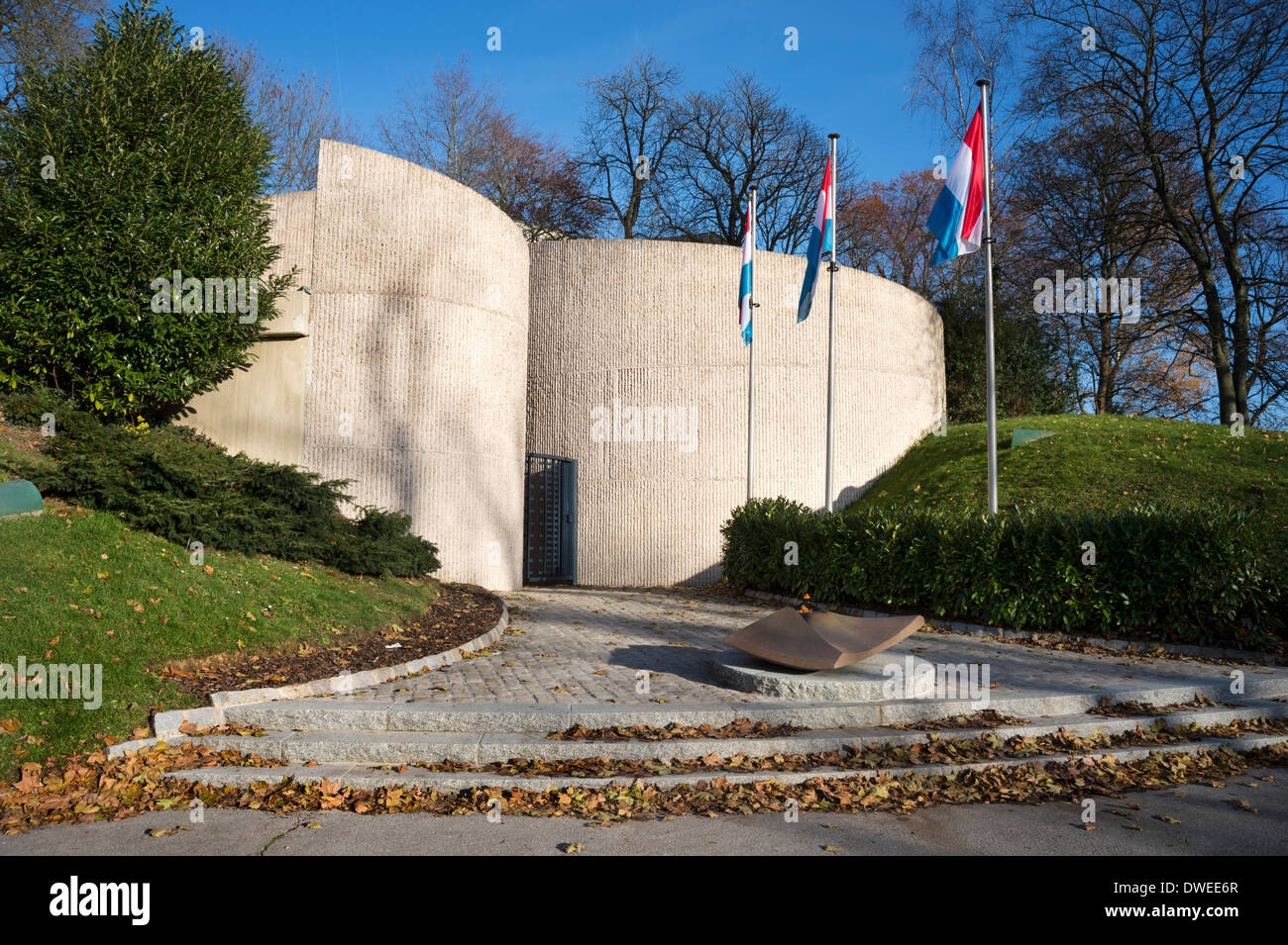 National Memorial of Solidarity,  Plateau du St-Esprit, Luxembourg City, Grand Duchy of Luxembourg Stock Photo