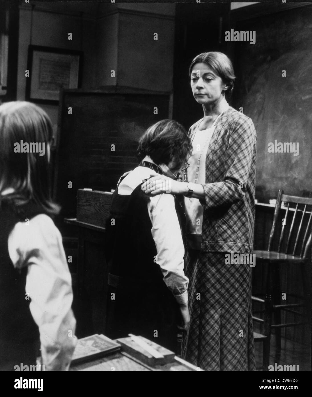Maggie Smith in Classroom with Two Students, on-set of the Film, 'The Prime of Miss Jean Brodie', 1969 Stock Photo