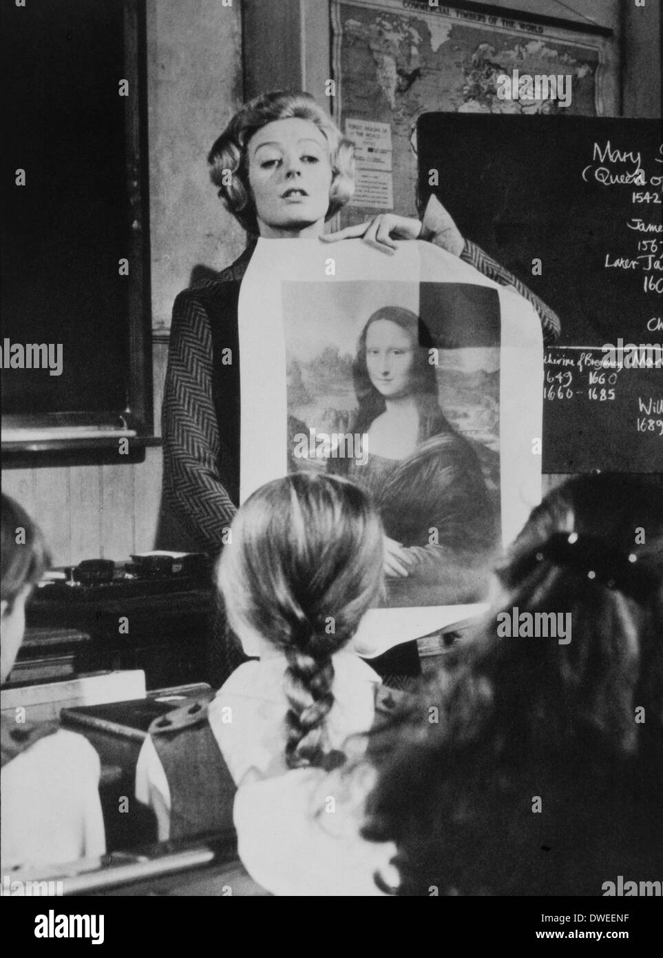 Maggie Smith and Classroom of Students, on-set of the Film, 'The Prime of Miss Jean Brodie', 1969 Stock Photo