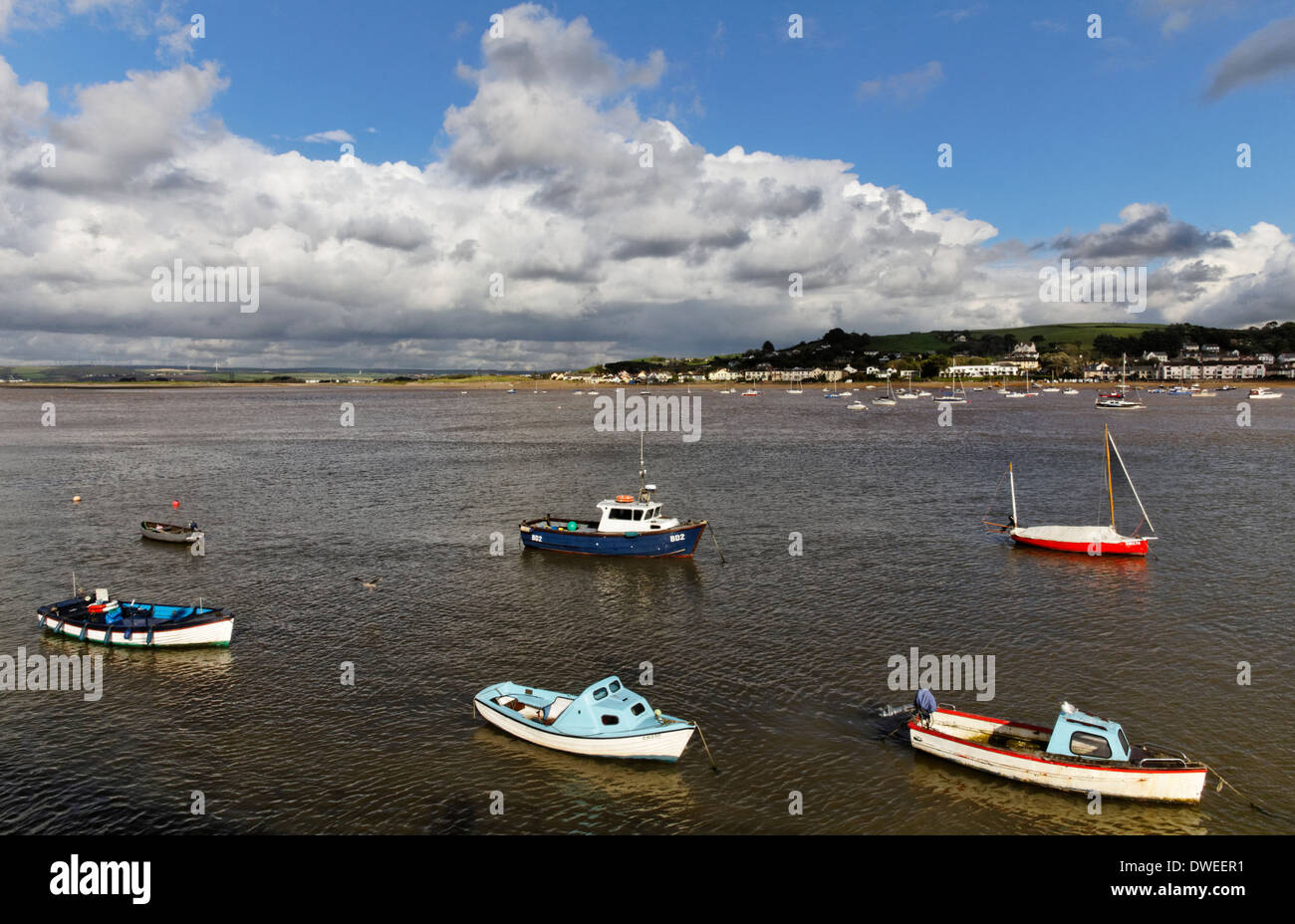 Boats on the Torridge Estuary, Devon, England Stock Photo
