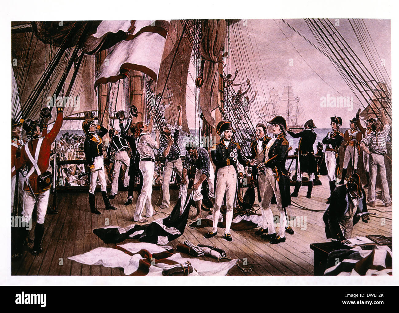 Nelson's Last Signal at Trafalgar, 1805, Painting by Thomas Davidson Stock Photo