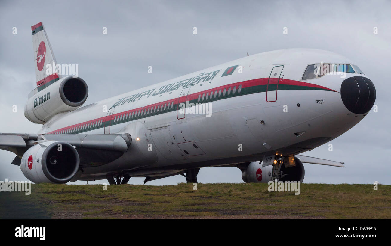 Bangladesh Airlines last flight Mc Donald Douglas DC-10 at Birmingham International Airport. Stock Photo
