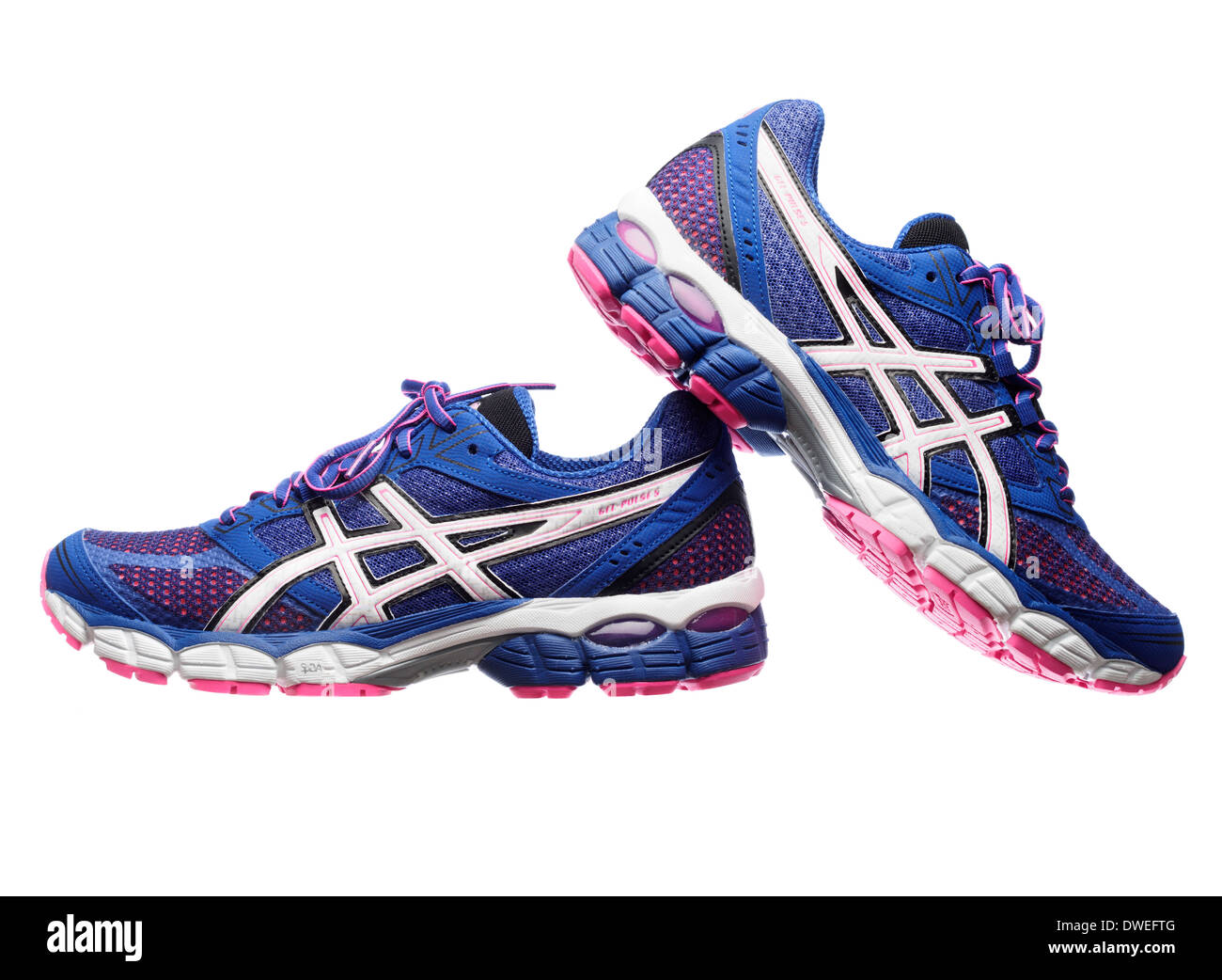 Blue and pink Asics Gel Pulse 5 running shoes Stock Photo - Alamy