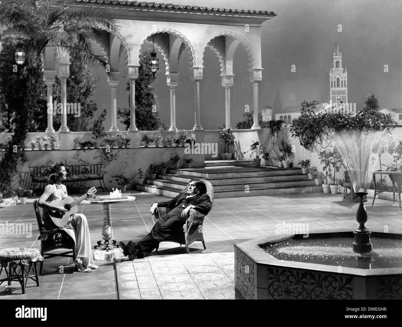 Rita Hayworth and Tyrone Power, on-set of the Film, 'Blood and Sand' directed by Rouben Mamoulian, 1941 Stock Photo