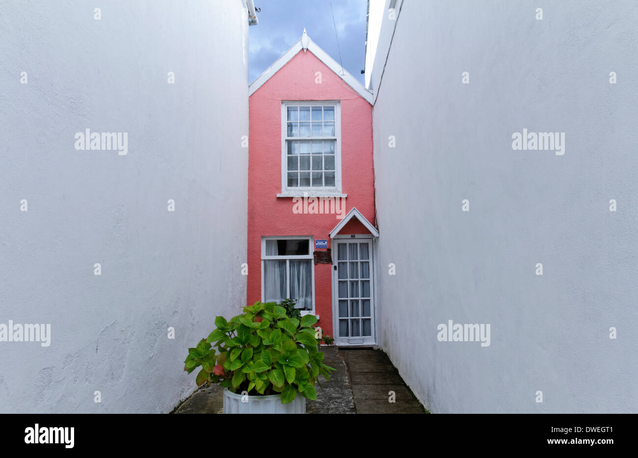 A pretty pink house in the village of Appledore, Devon, England Stock