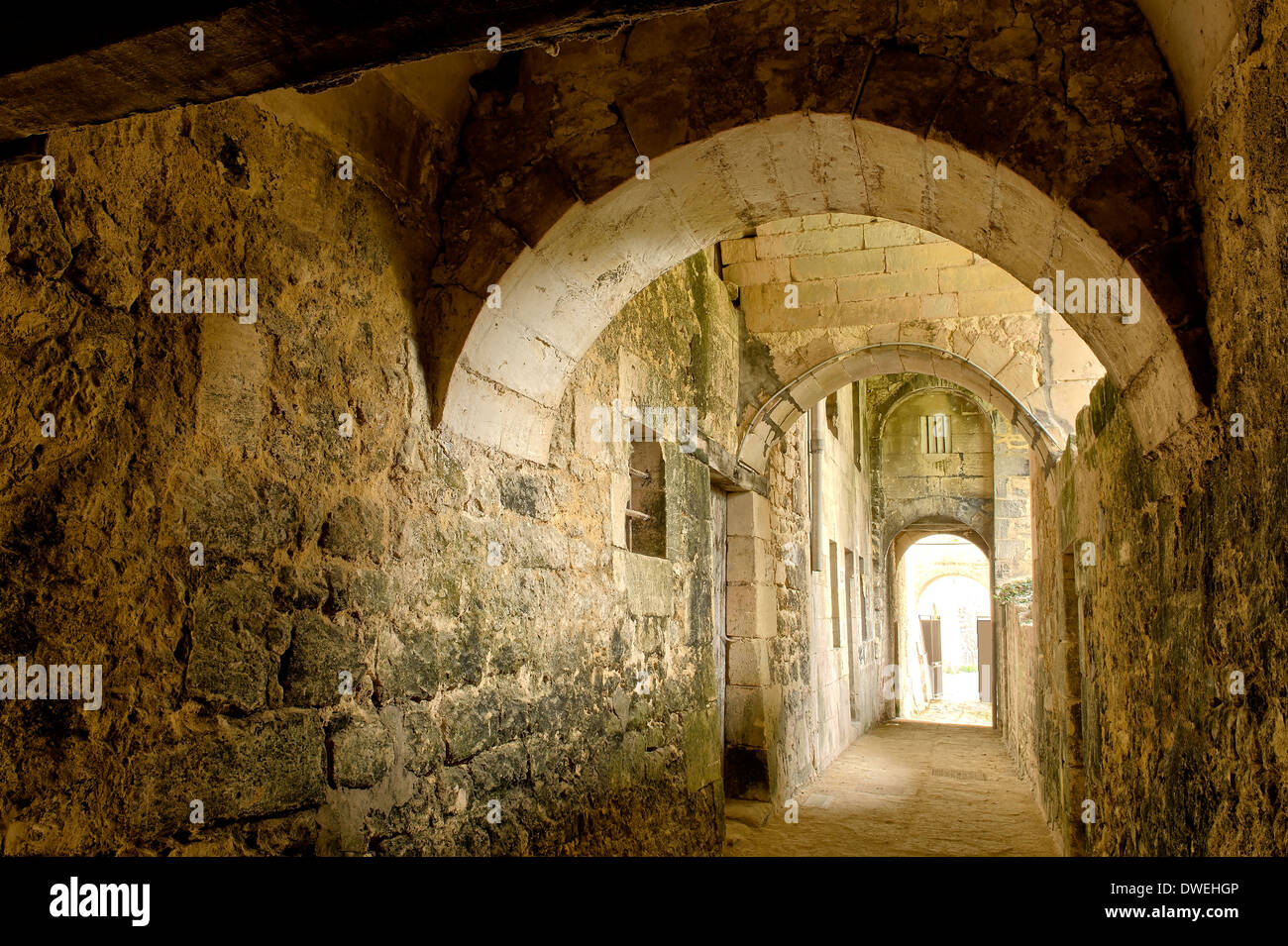 Rampart walk of the castle of Jonzac, Haute-Saintonge, Charente-Maritime, France Stock Photo