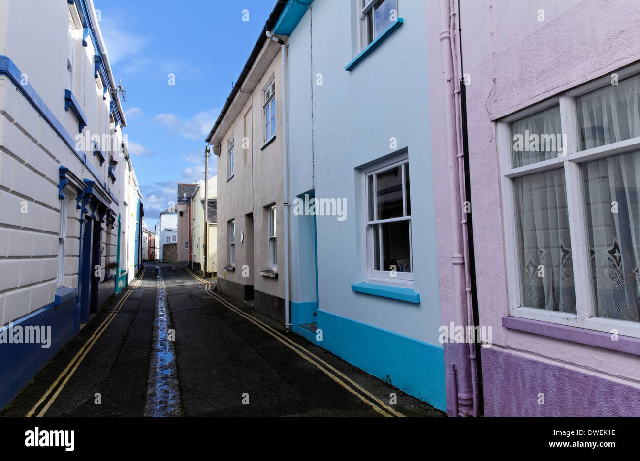 Street and houses in the village of Appledore, Devon, England Stock