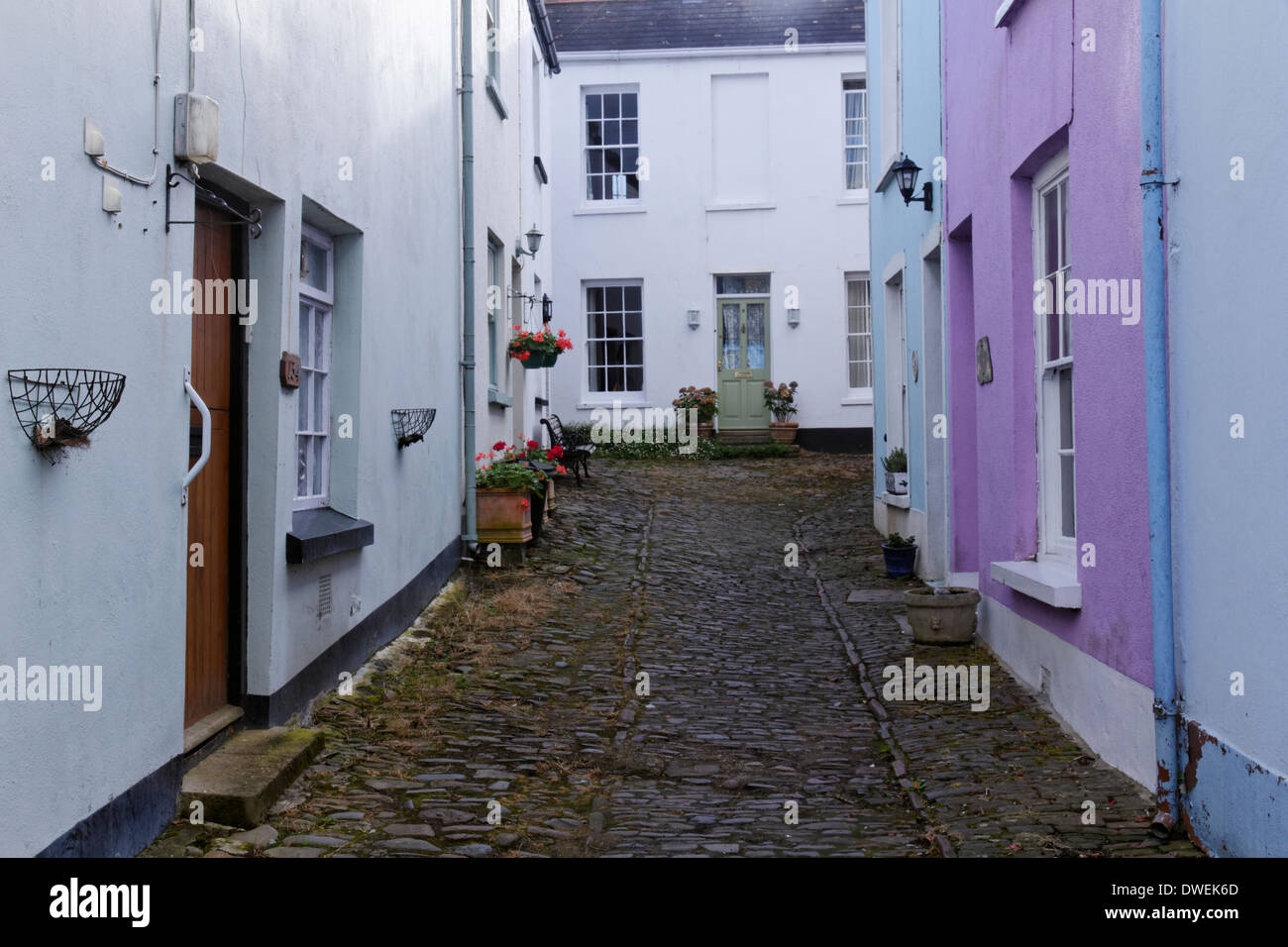 Street and houses in the village of Appledore, Devon, England Stock