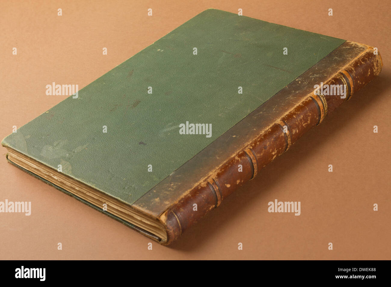Antique leather book cover background. Stock Photo