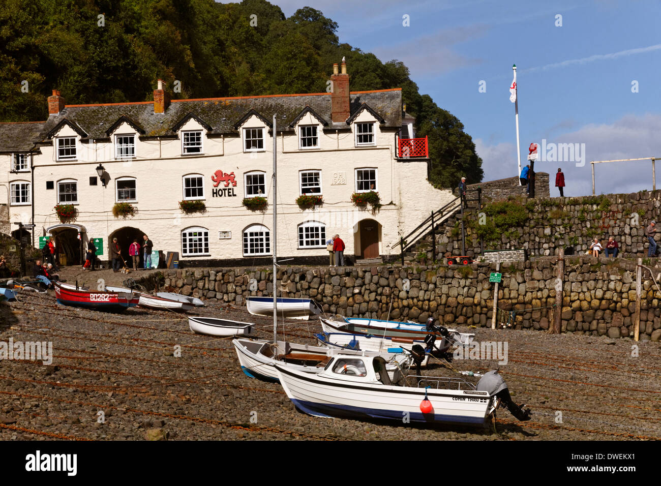 The Red Lion hotel in the village of Clovelly, Devon, England Stock Photo
