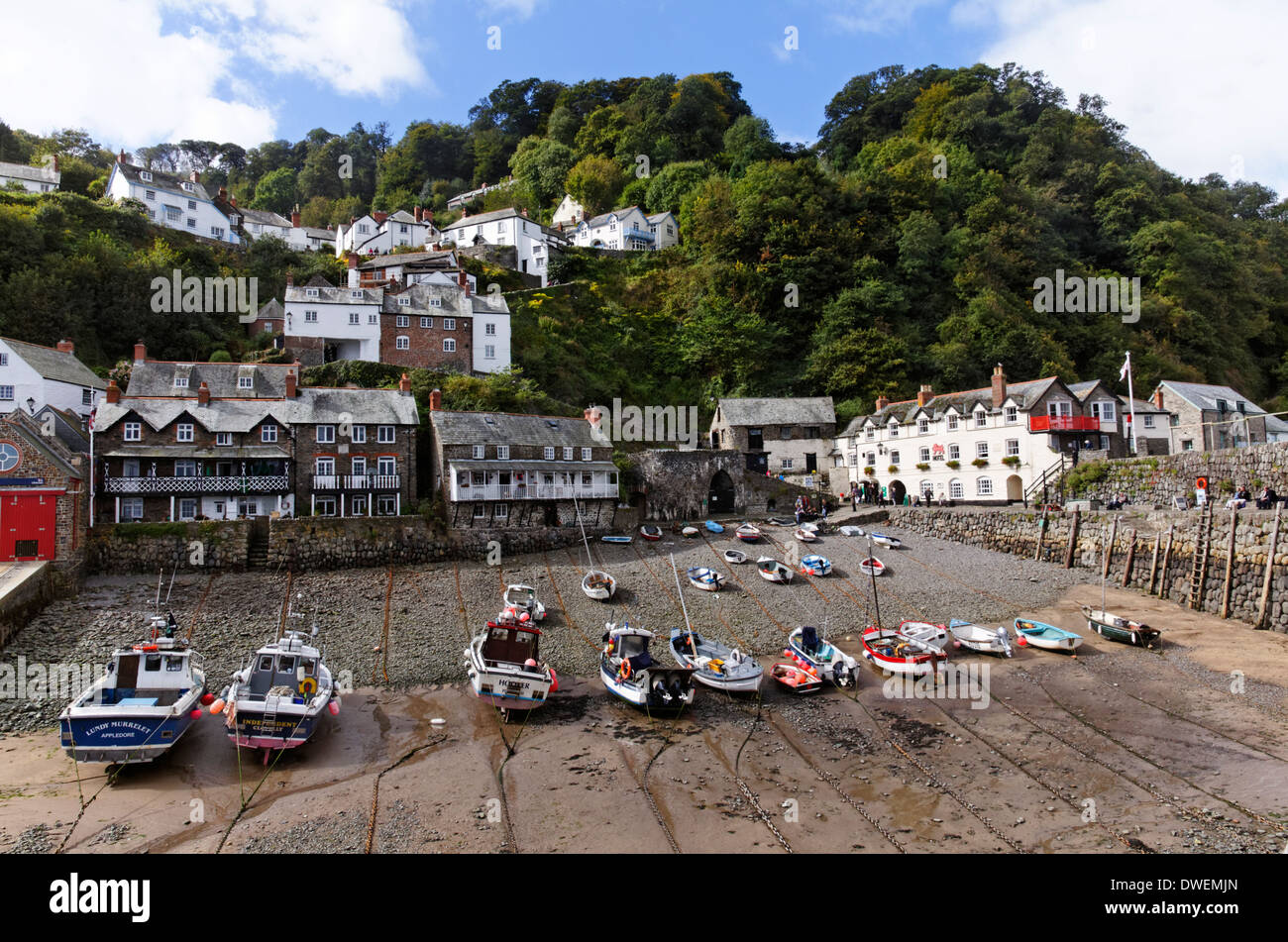The harbour at the village of Clovelly, Devon, England Stock Photo
