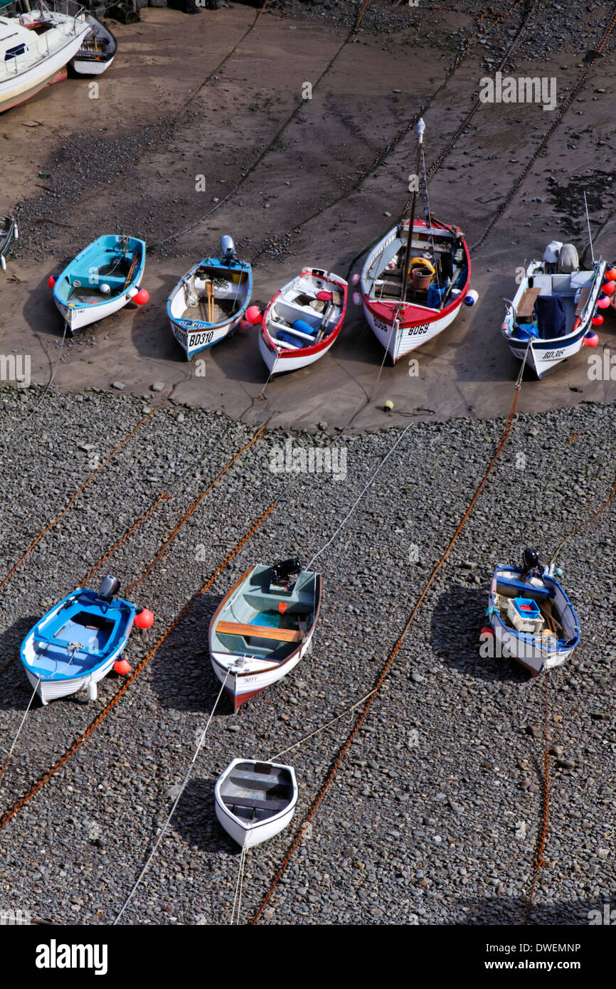 Boats in he harbour at the village of Clovelly, Devon, England Stock Photo