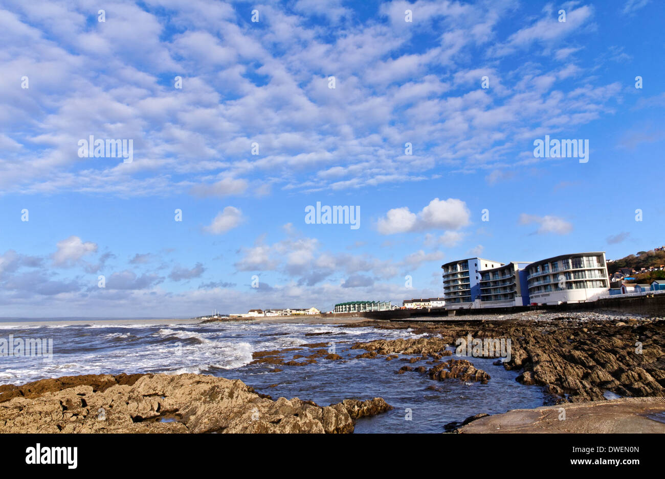The coast at the village of Westward Ho!, Devon, England Stock Photo ...