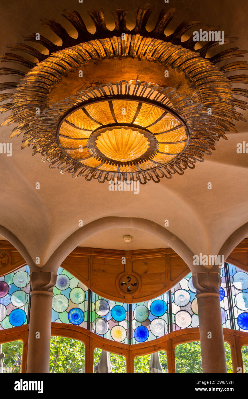 Gaudi designs inside Casa Batllo - Eixample district of Barcelona - Catalonia region of Spain. Stock Photo