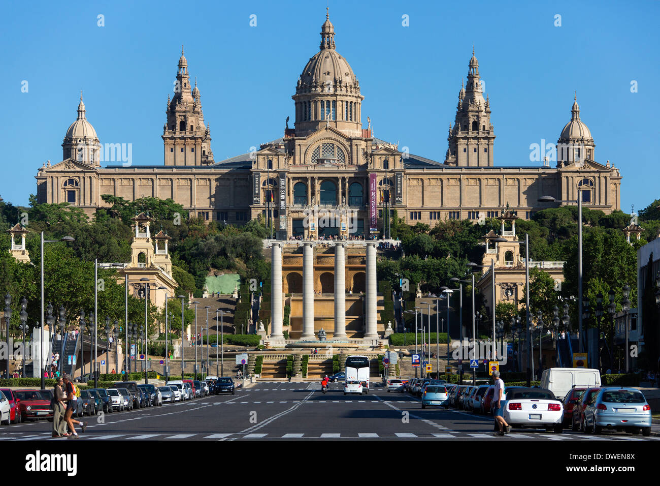 The National Palace (Museu National d'Art de Catalunya) in the Montjuic district of Barcelona in the Catalonia region of Spain. Stock Photo