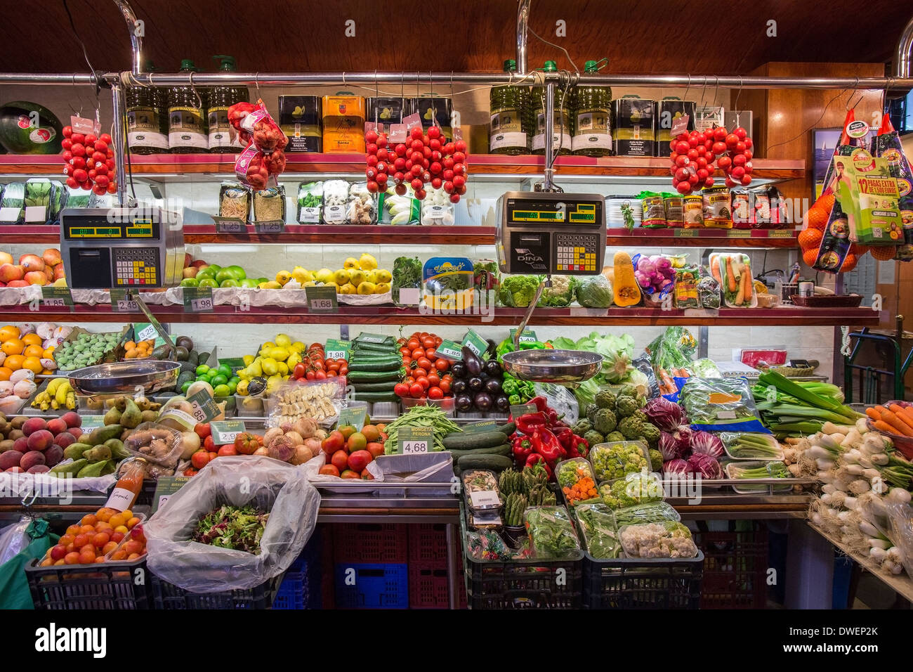 Vintage Grocery Store Interior Produce Fruits Vegetables Shoppers