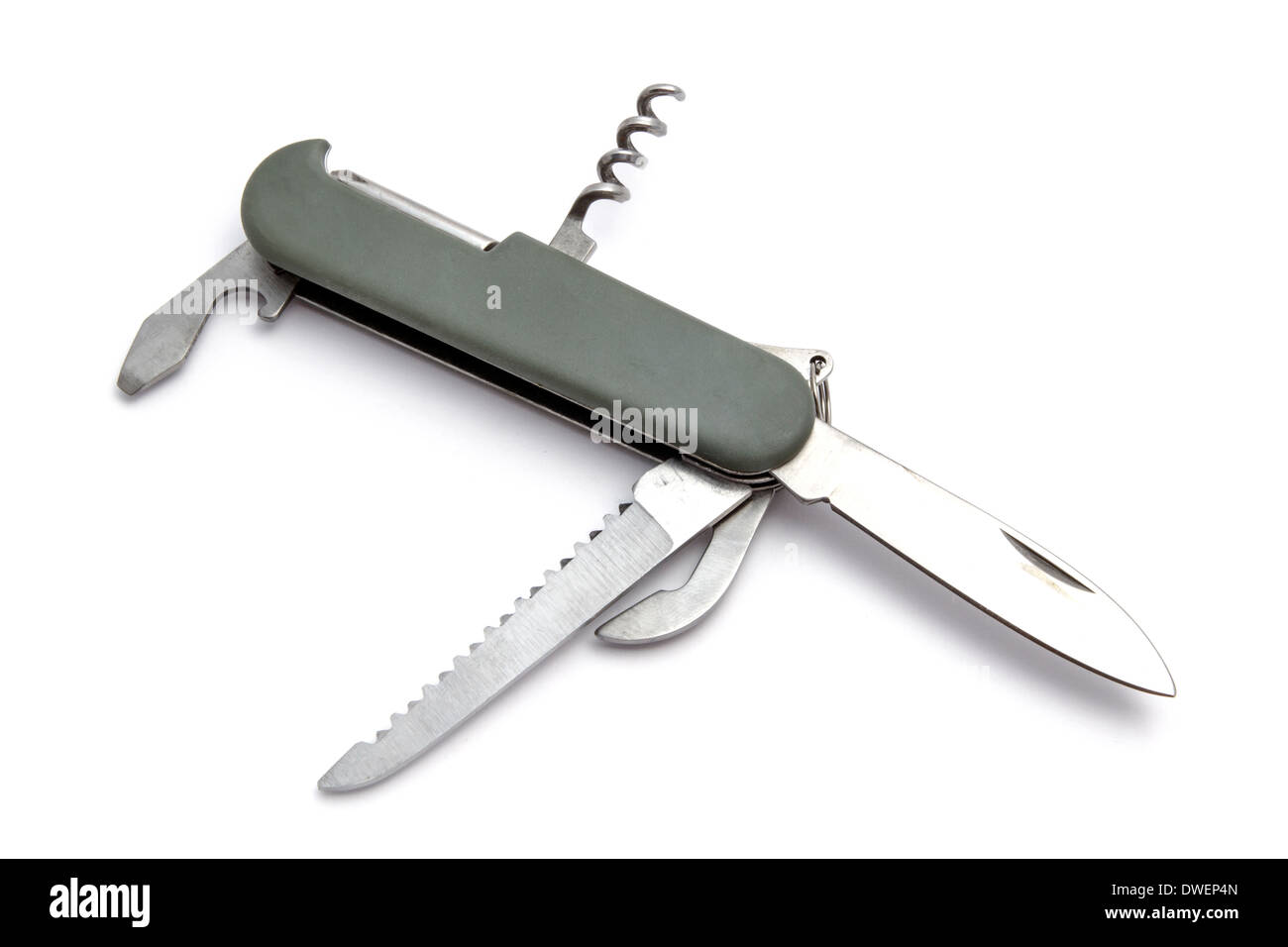 Multi-function knife closeup on white background Stock Photo