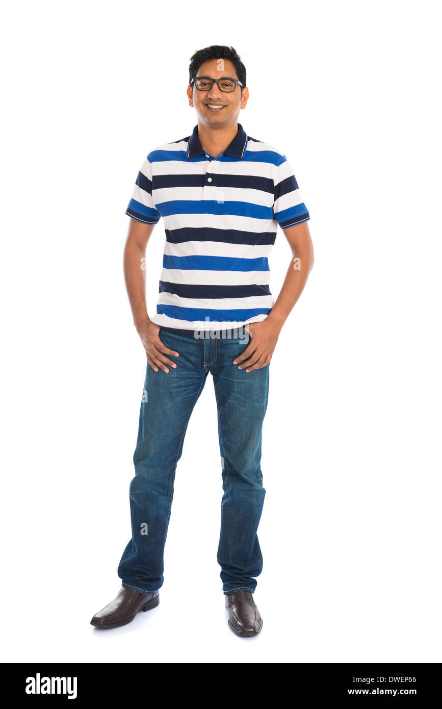 casual india male in white background full body Stock Photo - Alamy