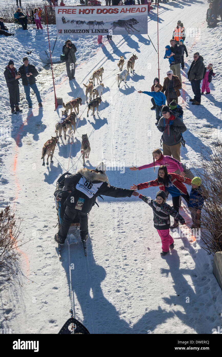 Anchorage, Alaska, USA. 1st Mar, 2014. Iditarod musher KRISTY BERINGTON