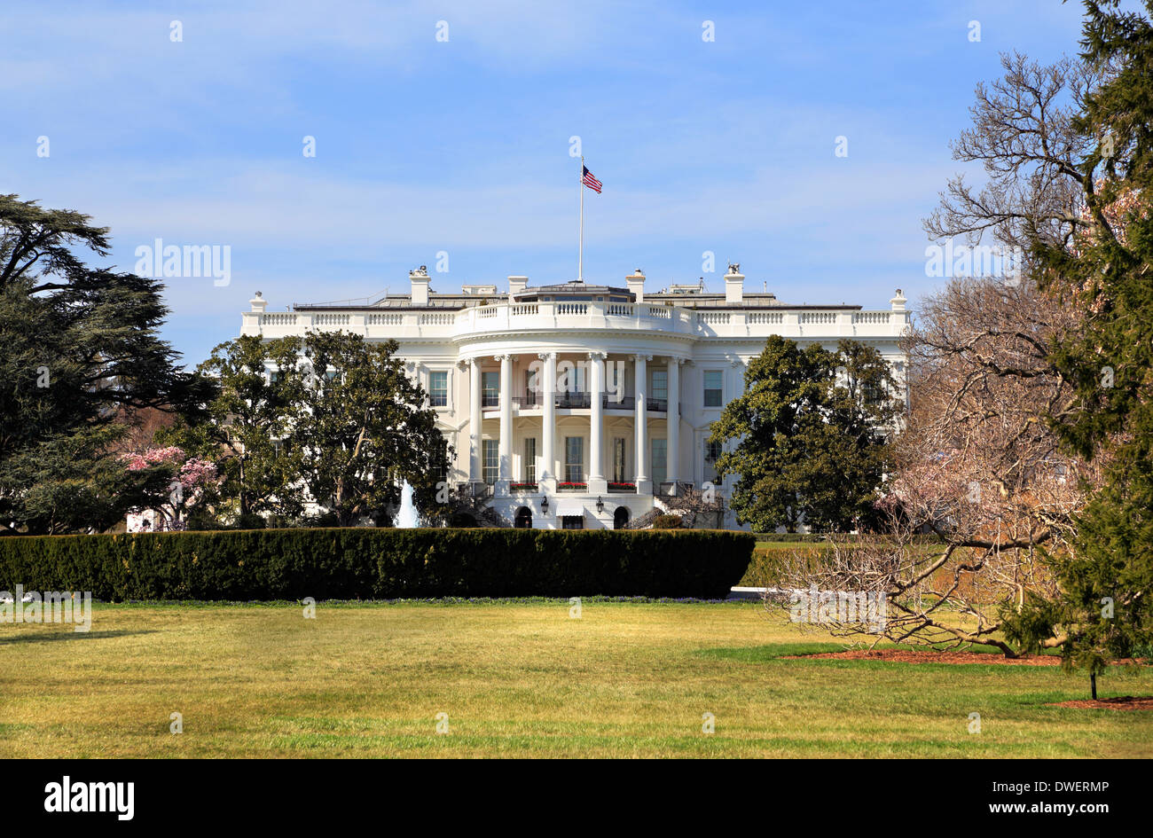 The White House in Washington DC. South lawn view. Stock Photo