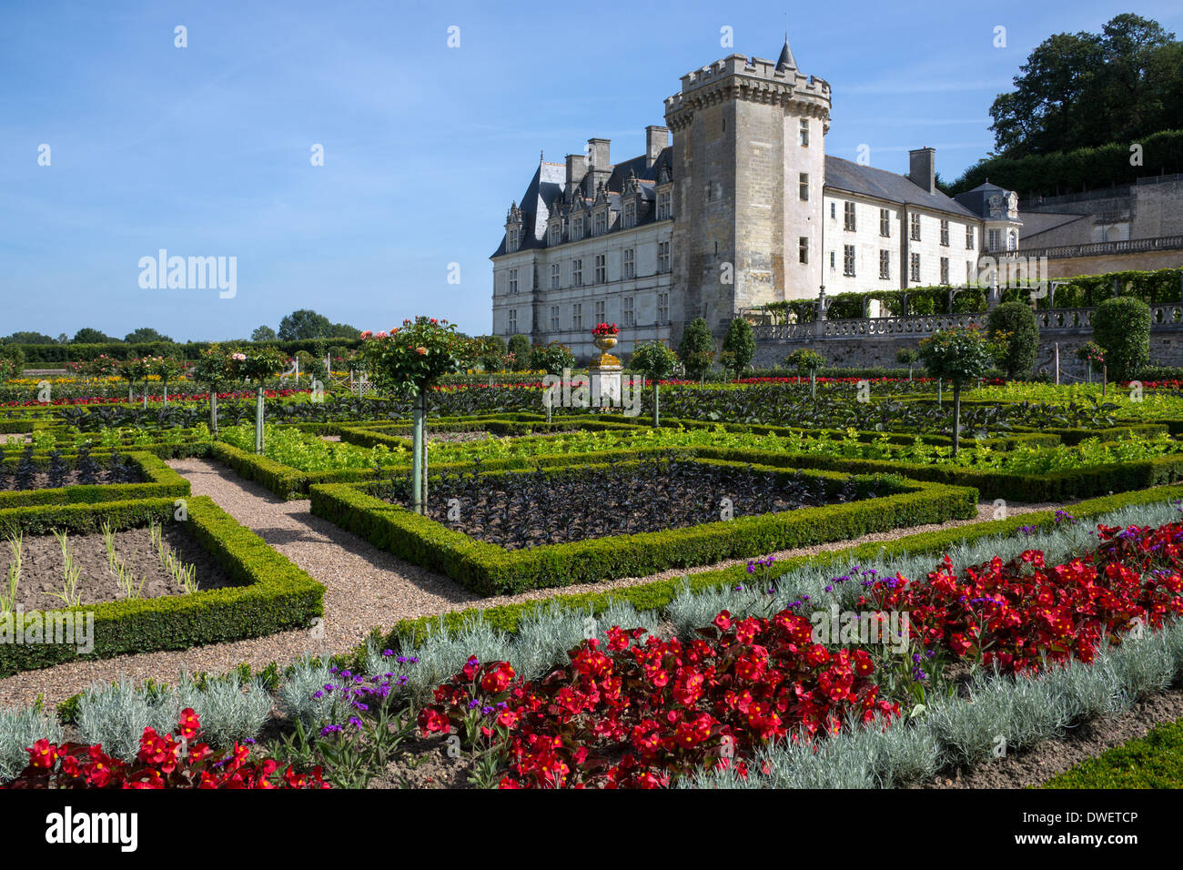 16th century chateau and gardens of Villandry - Loire Valley in France Stock Photo