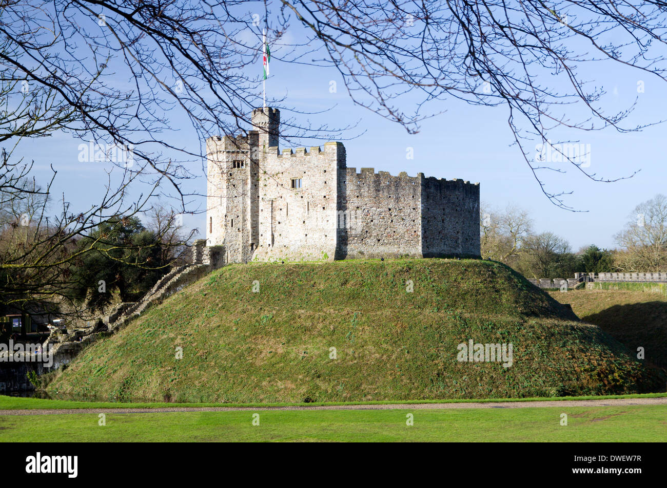 Norman Keep Cardiff Castle, Cardiff, Wales. Stock Photo