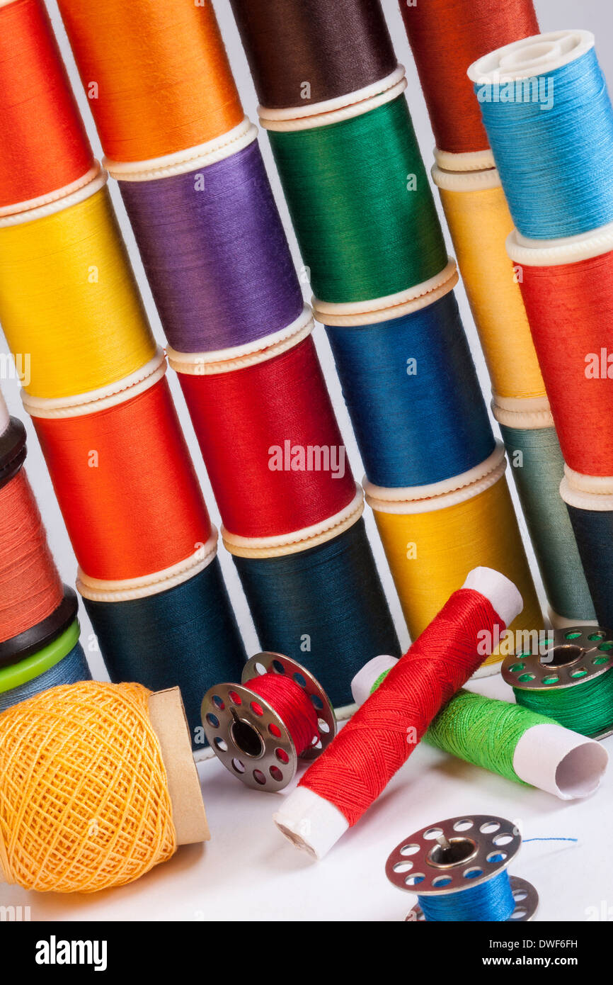 Range of colored sewing threads Stock Photo Alamy