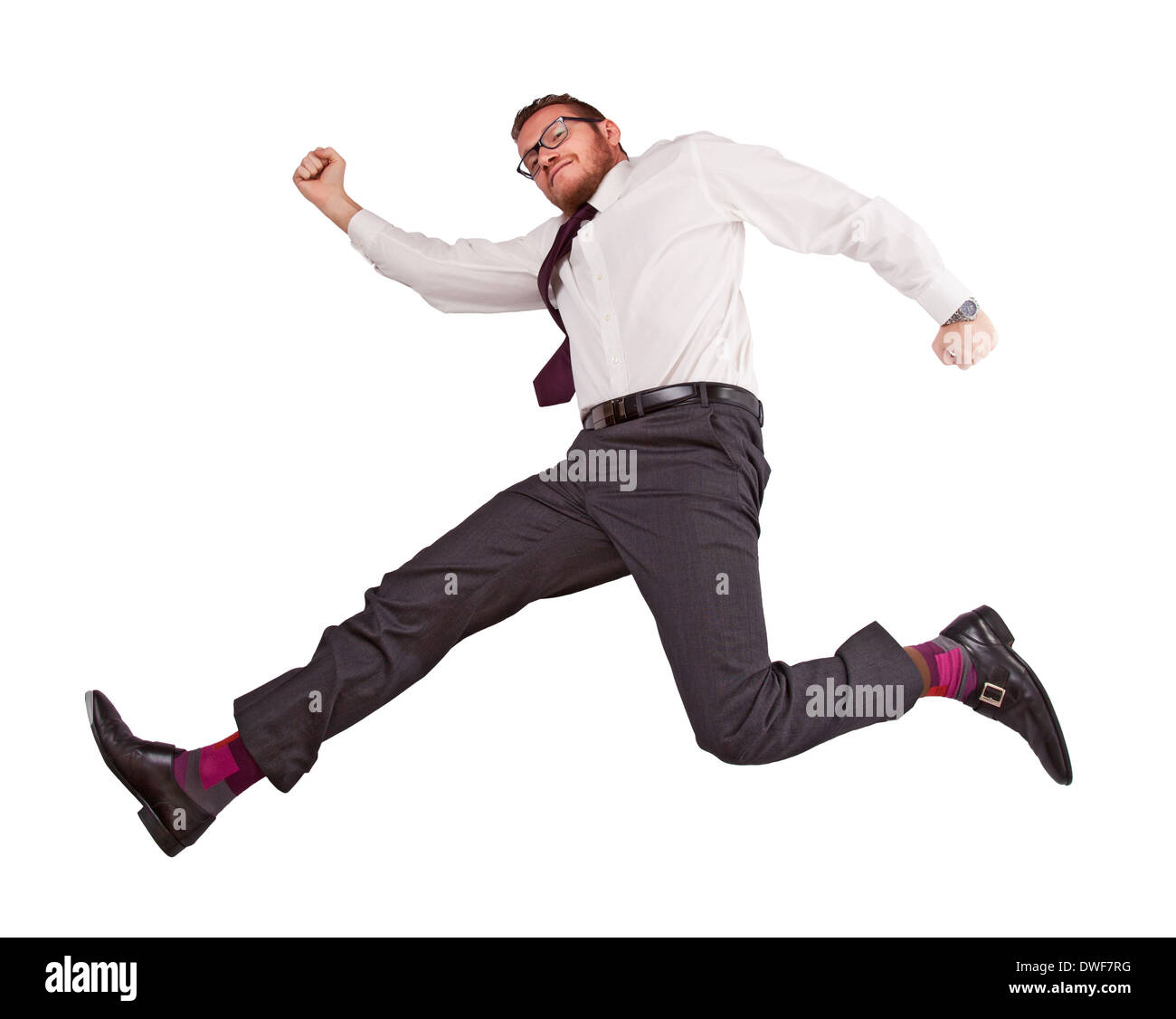 jumping man isolated on white background Stock Photo