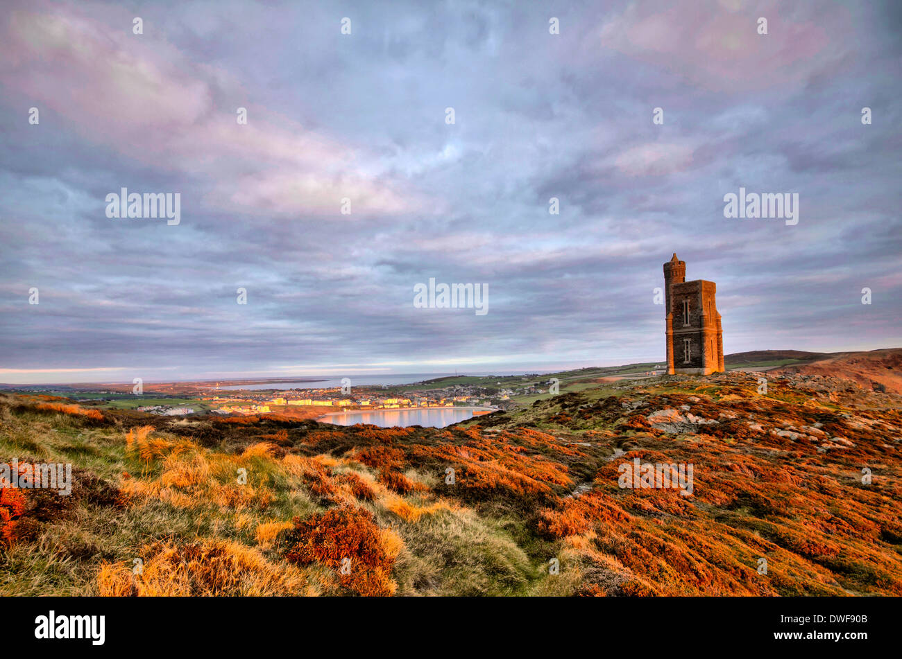 South of the Isle of Man with Milner Tower. Tranquil scene Stock Photo