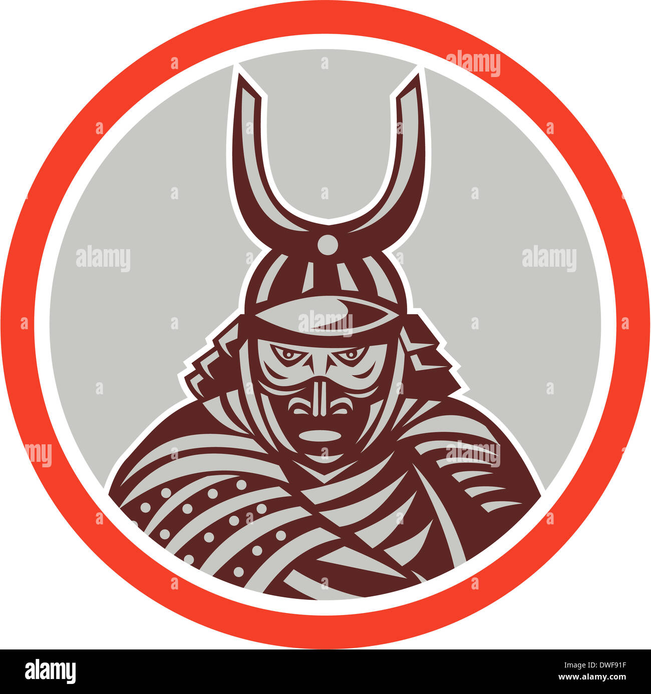 Illustration of a Samurai warrior with katana sword in fighting stance ...