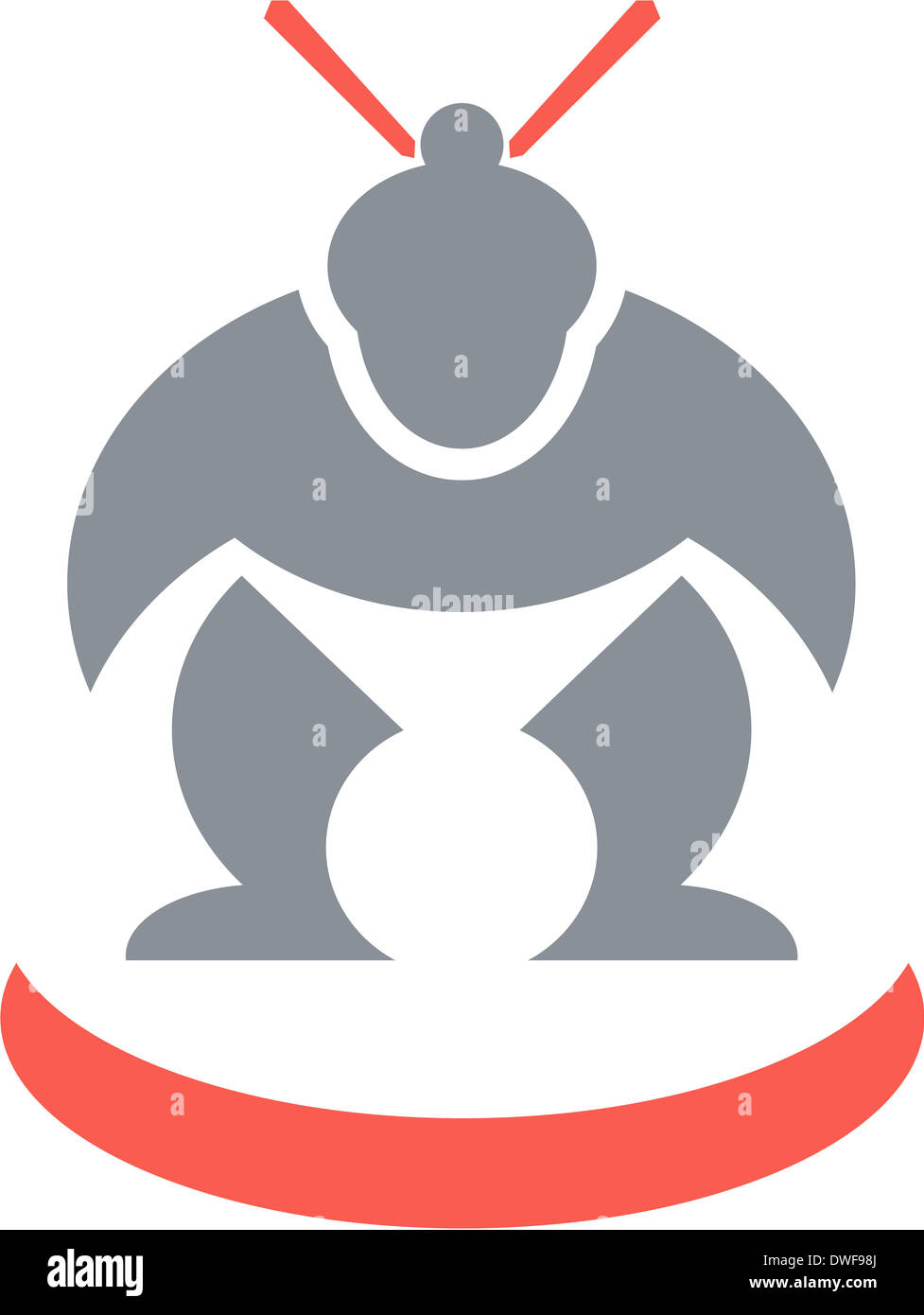 illustration of a Japanese sumo wrestler facing front isolated on white background. Stock Photo