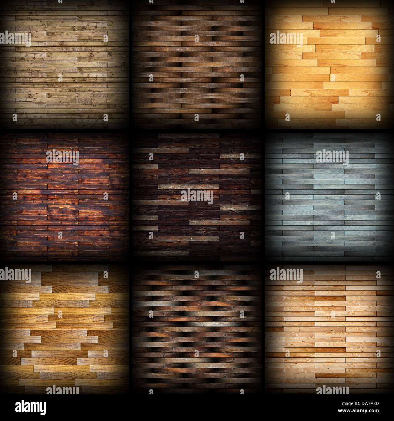 abstract wood floor tiles collection for interior design Stock Photo