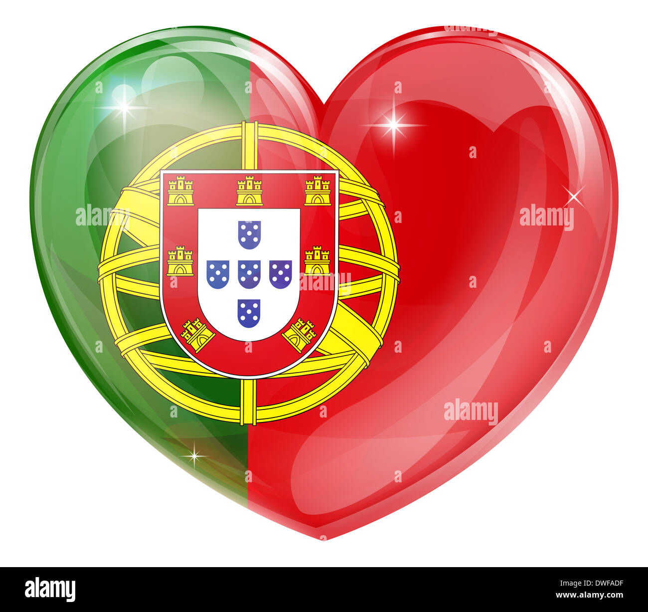 Portugal flag love heart concept with the Portuguese flag in a heart shape Stock Photo