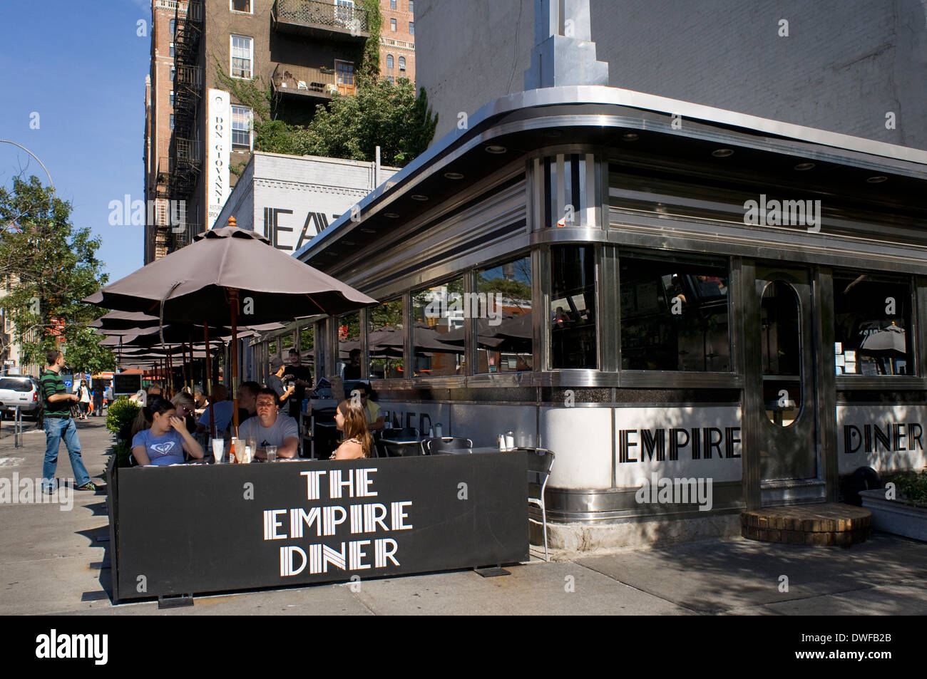 The Empire Diner restaurant is located in the Chelsea neighborhood, 210 10th Avenue. Together with its design, which is enough r Stock Photo