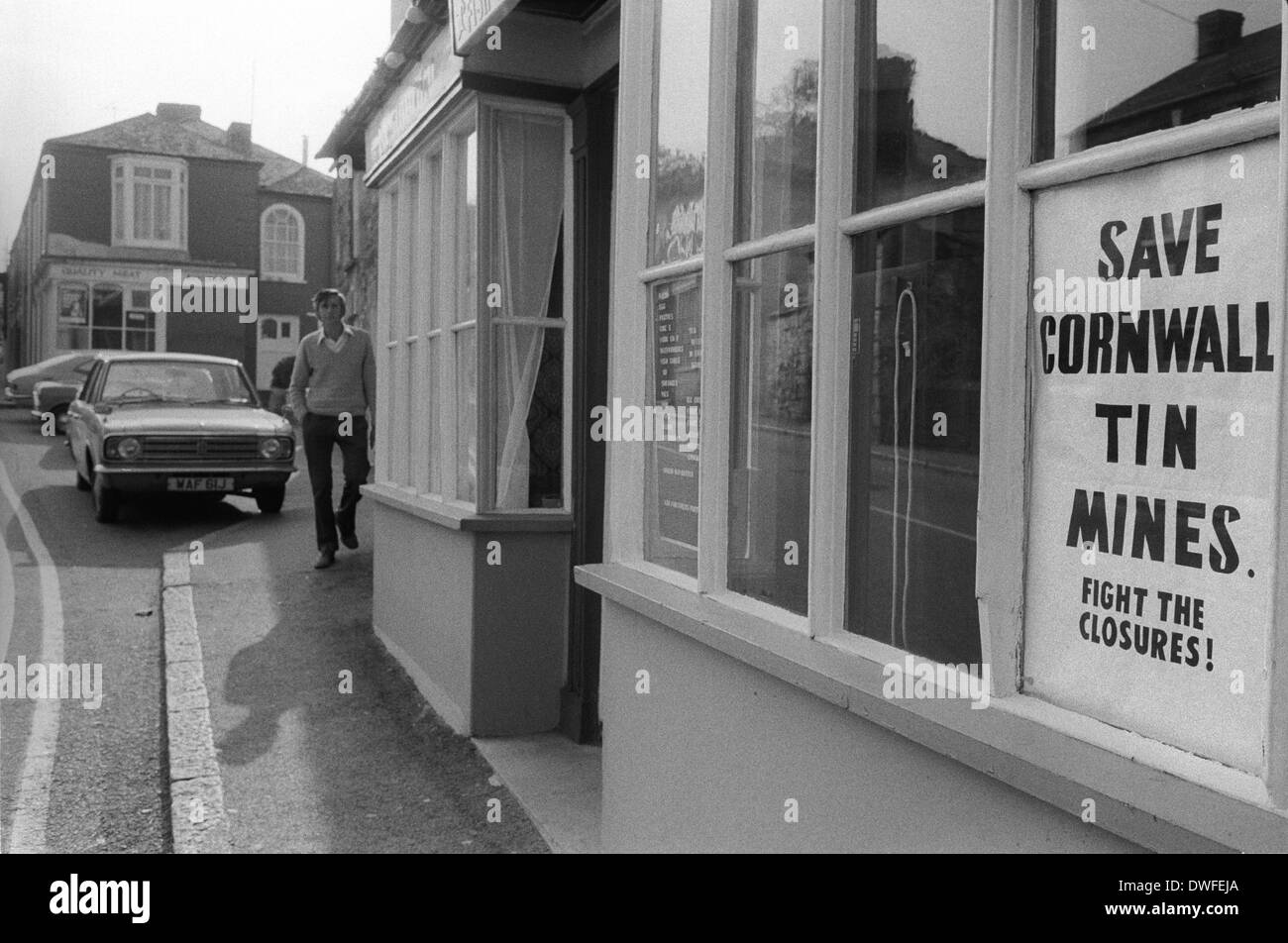 Tin Mining Cornwall 1970s UK.  Save Cornwall Tim Mines Fight Closure  Chacewater village 1978  HOMER SYKES. Stock Photo