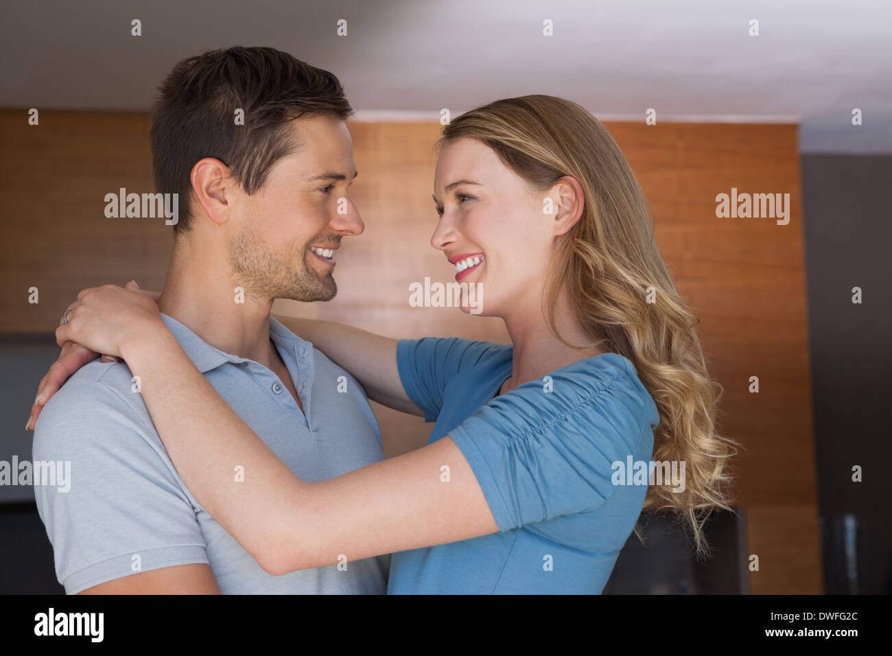 Side view of a loving young couple Stock Photo